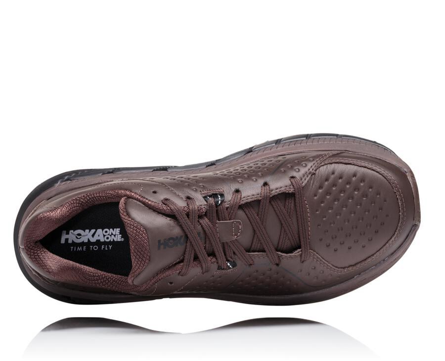 Chaussure Running Hoka One One Gaviota Cuir Homme - Marron - RWL-157384